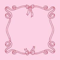 Simple and elegant decorative frame featuring a ribbon bow design with flowing hand drawn lines. illustration for invitations, cards, and artistic projects vector