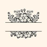Floral Border. Beautiful carved lines into beautiful stems and flowers and combined with a border. Suitable for invitations, guest books, book covers, etc. vector