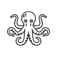 linear illustration of an octopus with tentacles vector