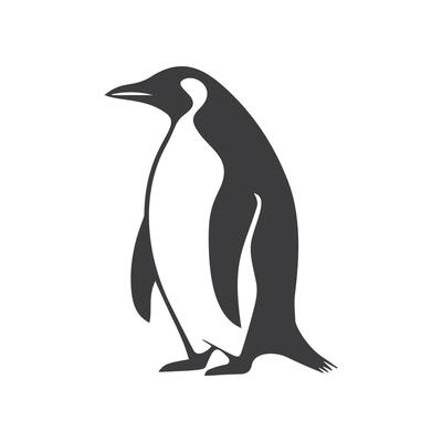 Black silhouette illustration of a penguin