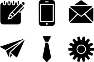office equipment, notepad, smartphone, envelope, paper airplane, vector