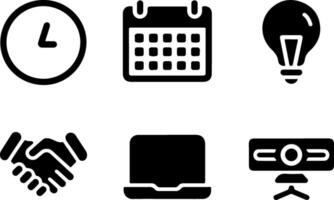 time management icon, scheduling, ideas, collaboration, Simple black icons, minimalist design vector