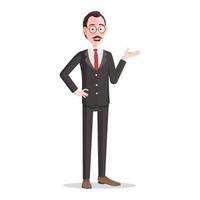 Man Cartoon Character Presenting Hand Gesture, Businessman Smiling and Showing Illustration. vector