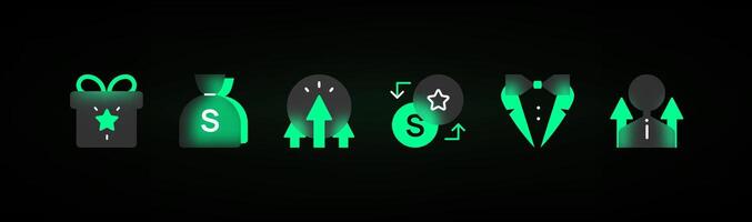 Glassmorphism icons. Realistic glassmorphism UI icons set. Collection of glassmorphism gradient elements for your design. vector