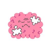 Concept of mental disorder, depression, dementia, Alzheimer's, anxiety. Sad brain icon in flat style. illustration vector