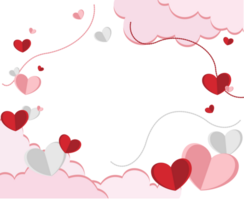 Paper hearts decoration on transparent background with empty space for your message png