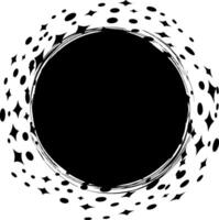 Black and white grunge circle frame. Abstract background. vector