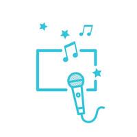 Karaoke microphone icon. Isolated on white background. Blue icon set vector