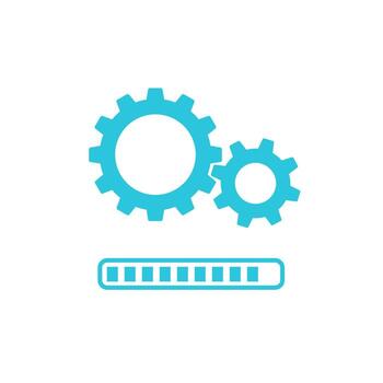 instalando actualizaciones icono. aislado en blanco antecedentes. azul icono colocar. vector