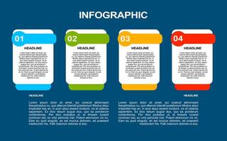 infographic template with 4 stages and colorful options for blue background presentations. vector