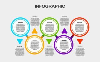 infographic template with 5 stages and colorful options for gray background presentations. vector