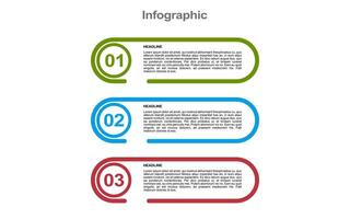 infographic template with 3 stages and colorful options for white background presentations. vector