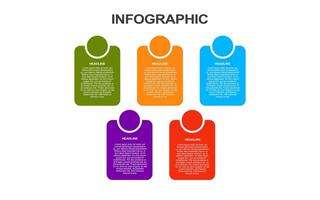 infographic template with 5 stages and colorful options for white background presentations. vector