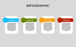 infographic template with 4 stages and colorful options for gray background presentations. vector