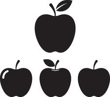 Apple Silhouette Art Illustration Bundle for Designers on White Background vector