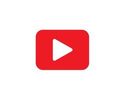 Play button icon, red rectangle with white triangle. Media player symbol. vector