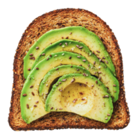 Avocado slices on whole grain toast with seasoning png
