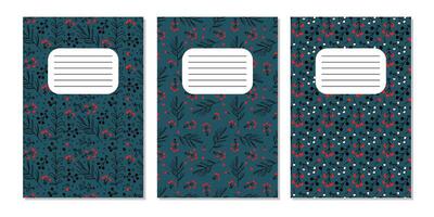 Colorful floral notebooks displayed neatly on a white background vector