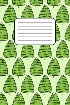 Bright green patterned background with trees and a blank space for notes or messages vector