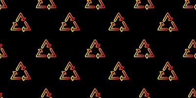 Bright neon recycling symbols create a striking pattern on a dark background vector