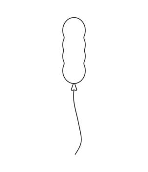 Simple outline of a balloon floating in the air with a string attached vector
