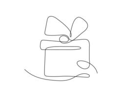 Minimalist line drawing of a gift with a bow vector