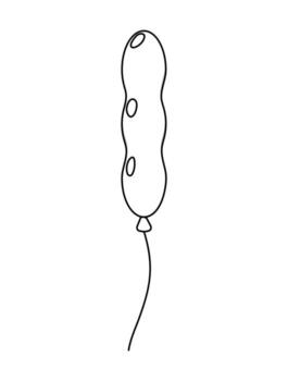 Simple outline of a balloon floating against a plain background with a thin string attached vector