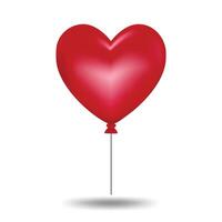 3D object Elastic red balloon in love heart shape flat art design illustration with simple shape perfect for birthday or anniversary and Valentine asset vector