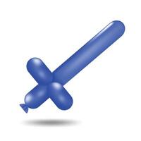 3D object Elastic Blue balloon shape as Sword flat art design illustration with simple shape perfect for fantasy or kids game item asset vector