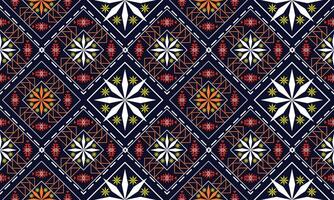 pattern geometric designs with red,white,orange and yellow on black background , design for fabric or various pattern printing works. vector