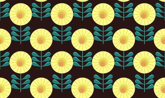 hand drawn flowers for pattern a fabric ,yellow color geometric and black background designs vector