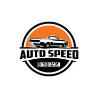 auto speed Mustang convertible. car logo design. isolated white background view from behind. best for logo, badge, emblem, icon, sticker design. available in eps 10 vector