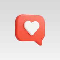 3d Realistic Like icon or Message Heart illustration vector