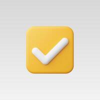 3d Realistic Check mark button illustration vector