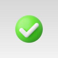 3d Realistic Check mark icon illustration vector