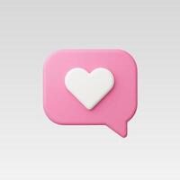 3d Realistic Like icon or Message Heart illustration vector