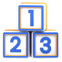 3d illustration number block square isolated on the transparent background png