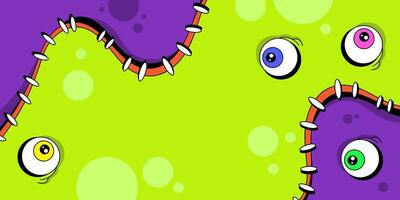 Stitched background in zombie style with an eyes. Split background for Halloween holiday. Hand drawn in cartoon style vector