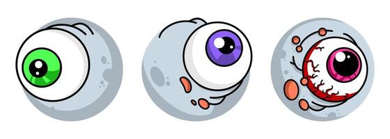 Set of creepy zombie eyeballs illustration. Design elements for Halloween and Horror. vector