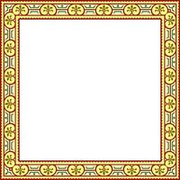 square colored border, frame, Pompeii. Rectangle Neopolitan ornament. Art of Ancient Rome. Template for stained glass vector