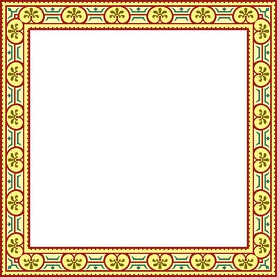 square colored border, frame, Pompeii. Rectangle Neopolitan ornament. Art of Ancient Rome. Template for stained glass