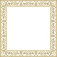 square gold border, frame, Pompeii. Rectangle Neopolitan ornament. Art of Ancient Rome. Template for stained glass vector