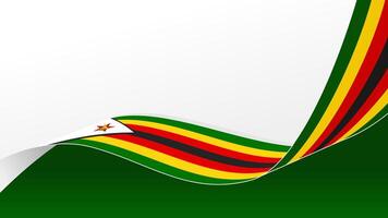 wavy zimbabwe flag background with copy space for text. zimbabwe national day vector