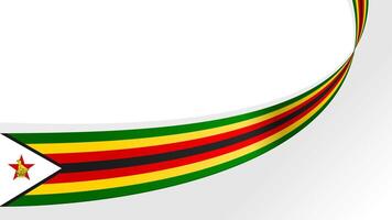 wavy zimbabwe flag background with copy space for text. zimbabwe national day banner vector