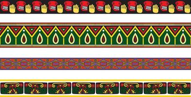 colored set of seamless ornaments of Native Americans, Aztecs. Borders of the tribes of South and Central America vector