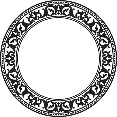 monochrome black round turkish ornament. Endless ottoman national border, frame.