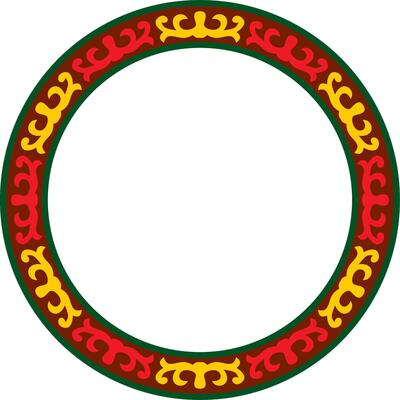 colored round Kazakh national ornament. Ethnic pattern of the peoples of the Great Steppe, Mongols, Kyrgyz, Kalmyks, Buryats. circle, frame border.