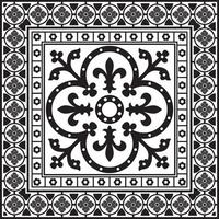 black monochrome square gothic ornament. Medieval European silhouette, rectangle, border. Classic pattern of the Germans, Angles, Saxons, Franks. vector