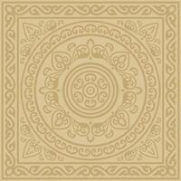 square gold ancient Russian ornament. Slavic rectangle, border, frame. Painting of the royal chambers. vector