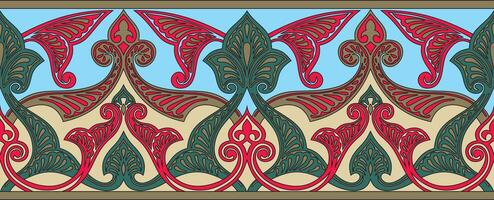 seamless colorful oriental ornament. Endless Arabic patterned border, frame. Persian painting. vector